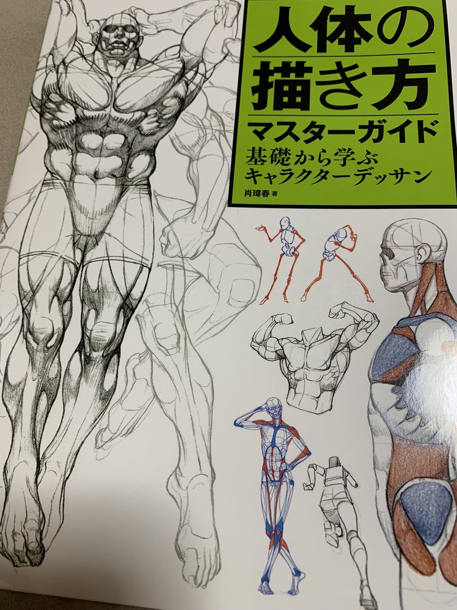 部屋に本の置き場がもう無いってのに また参考書を買ってしまった😅 表紙の絵はビスケットオリバみたいなムキムキですが、中の内容は標準な体型の描き方ですよw