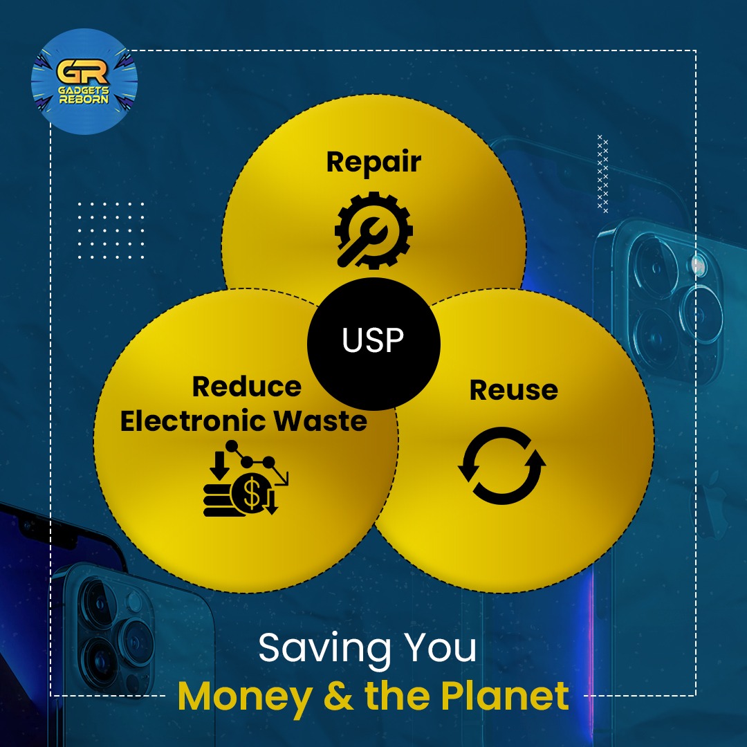 At Gadgets Reborn, Our unique selling proposition is centered on sustainability through electronic waste repair, reuse, and reduction, leading to cost savings and environmental benefits.

#gadgetsreborn #usp #sustainabletech #sustainabletechnology #ecofriendlytechnology