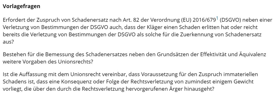 Falls ihr die kommende Nacht nicht schlafen könnt... dann liegt das vermutlich daran, dass morgen der EuGH zum ersten Mal (!) ein Urteil zur Schadensersatznorm des Art. 82 #DSGVO veröffentlichen wird (Rs. C-300/21 - Österreichische Post)!

curia.europa.eu/juris/liste.js…