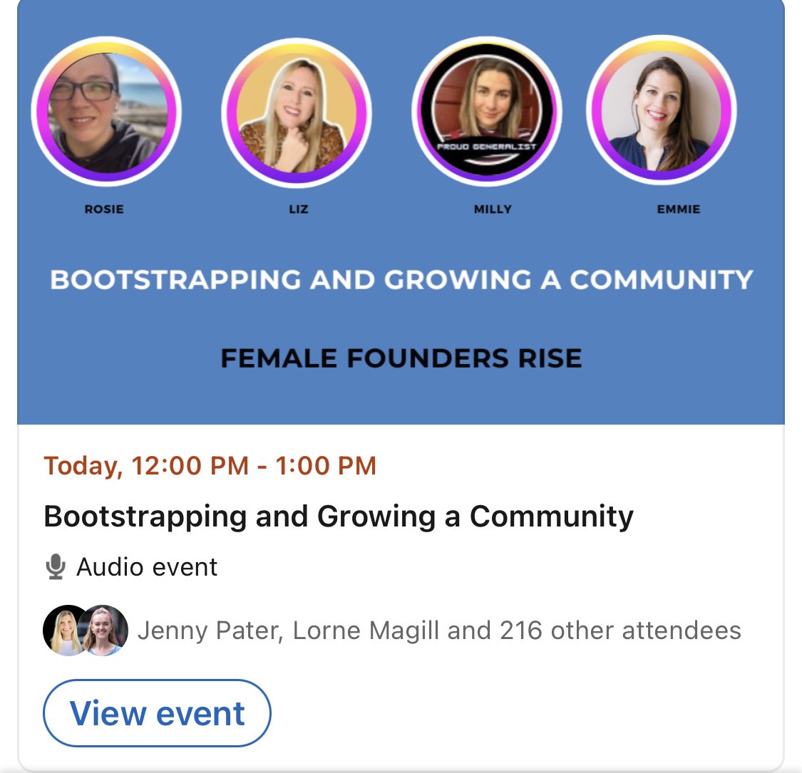 Emmie Faust (@emmiefaust) on Twitter photo Come and join us today at 12 noon to talk all things community with
<a href="/MillyTamati/">Milly’s building: generalist.world</a> <a href="/rosiesherry/">Rosie Sherry</a> and Liz
linkedin.com/events/buildin… Come and join us today at 12 noon to talk all things community with
<a href="/MillyTamati/">Milly’s building: generalist.world</a> <a href="/rosiesherry/">Rosie Sherry</a> and Liz
linkedin.com/events/buildin…