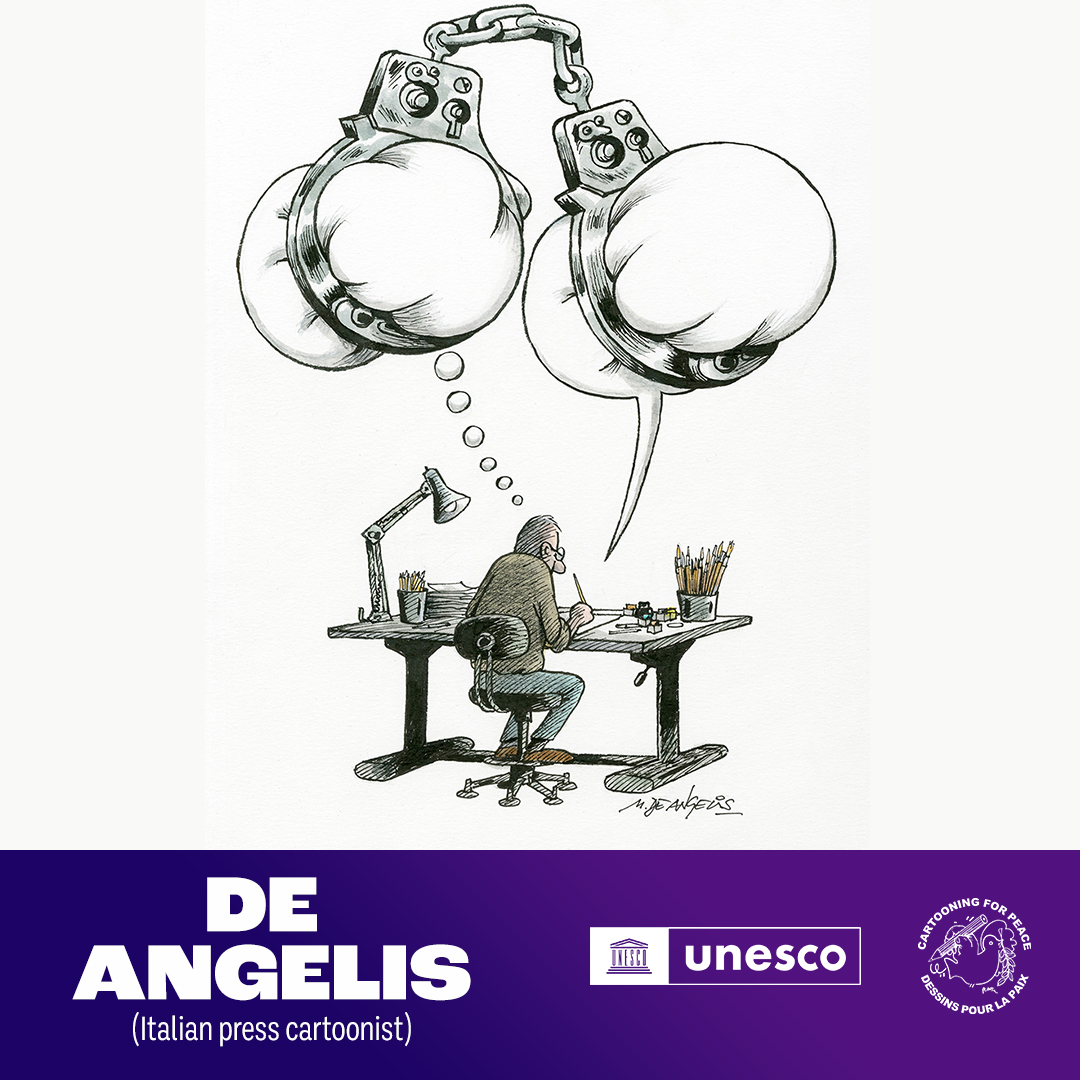 CartooningPeace's tweet photo. [WORLD PRESS FREEDOM DAY]
Without freedom of expression, we cannot enjoy #humanrights such as freedom of speech, belief and freedom from fear.
✏ #MarcoDeAngelis (Italy) https://t.co/Zr7s0rcUai
