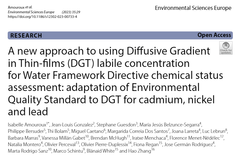 MonitoolProject's tweet photo. 📢The new article of  #MONITOOL project titled "A new approach to using DGTs labile concentration for WFD chemical status assessment: adaptation of EQS to DGT for Cd, Ni and Pb" is available online at ➡️: https://t.co/08iCjlQZfW . 📜Enjoy it! https://t.co/c09Gn7OPc6