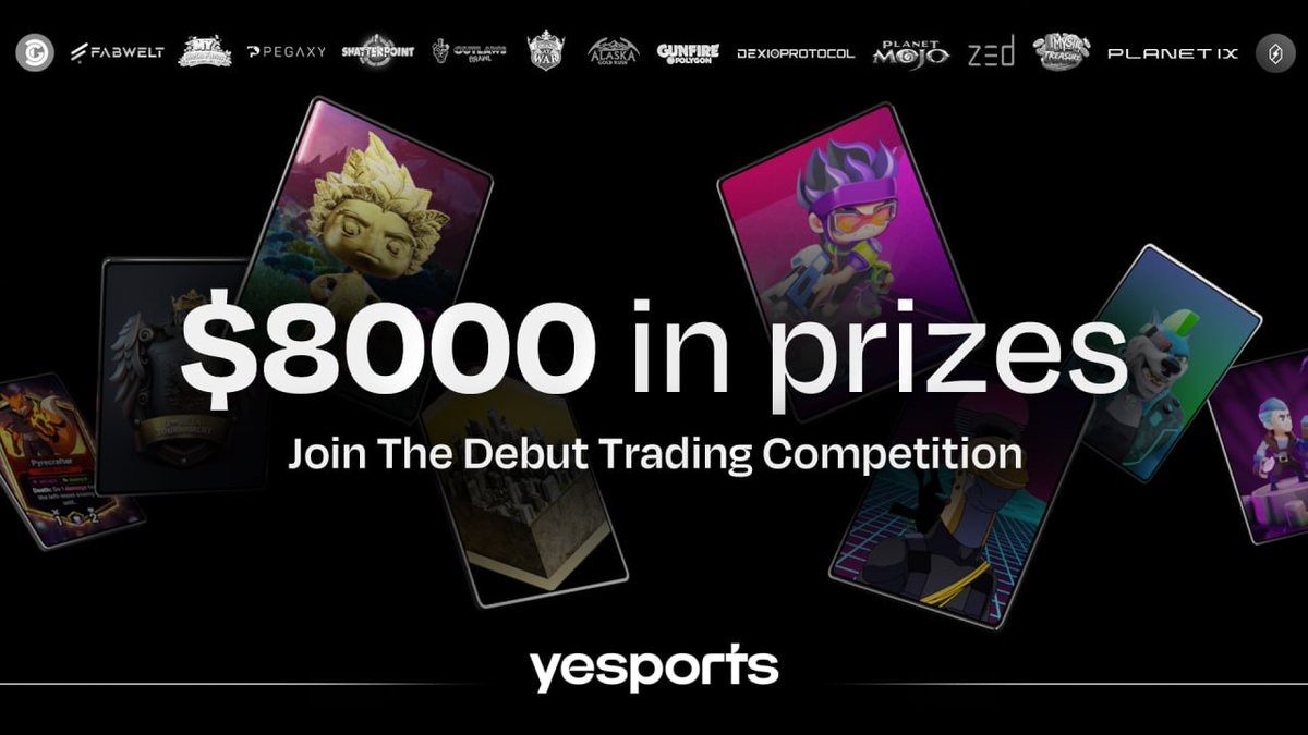 Yesports_gg's tweet photo. 💥 Epic #tradingcompetition happening NOW! 

🖥 Trade on https://t.co/d9WzSenHBl 🏆 Top 10 wallets win a share in $8000 USD of prizes:

✅ Ipad
✅ $5500 YESP
🎮 Partner Gaming Packs

Plus! 🎁 Get a FREE Mr. Clippy by DecentralGames

📝 Register your profile today:👉https://t.co/1E3s6NYUOf  

#Yesports #NFTmarketplace #gamingrewards