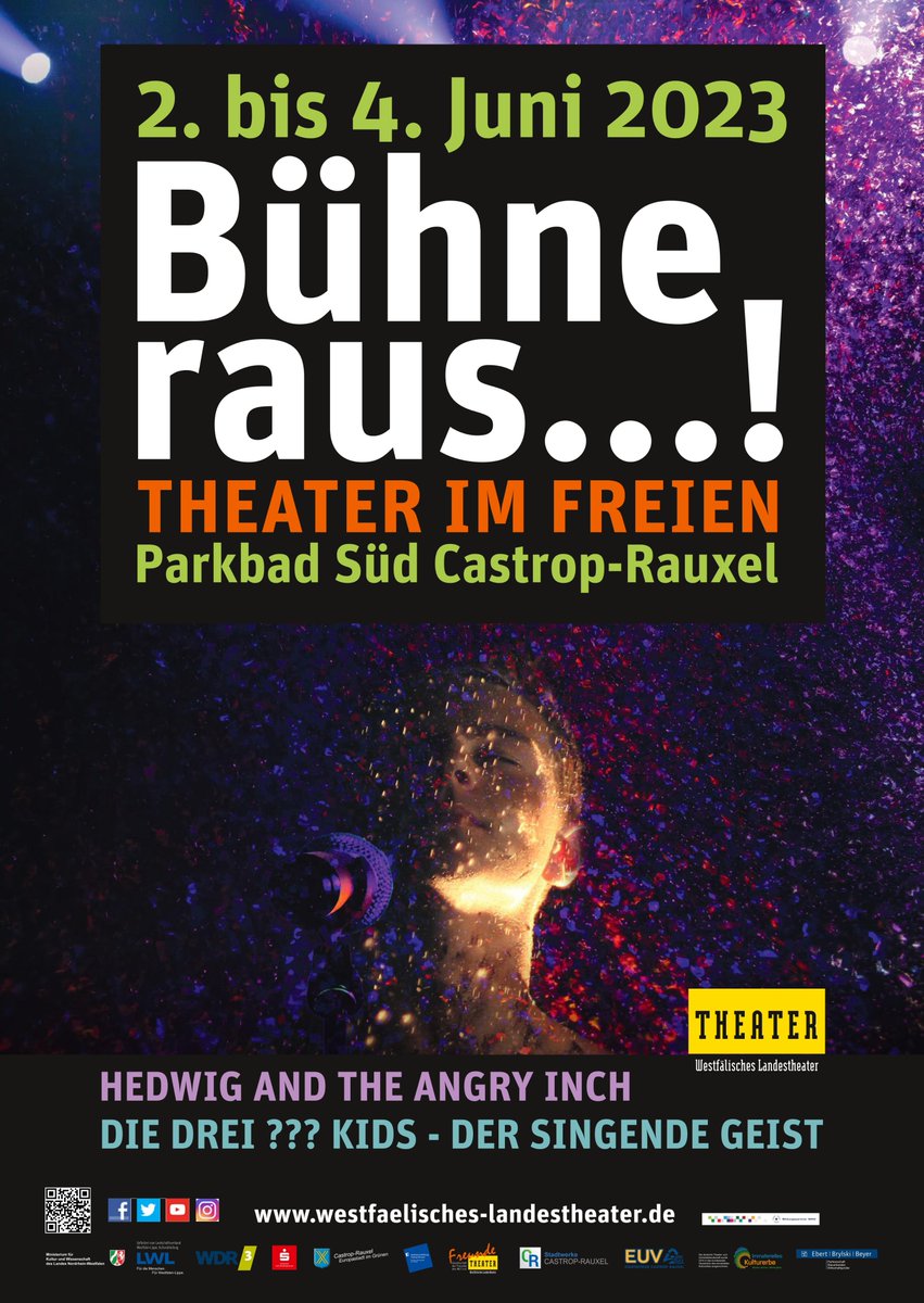 WLT_Theater's tweet photo. Am ersten Juniwochenende findet unser Freilichtevent "Bühne raus...!Theater im Freien" statt. Wir zeigen das Musical "Hedwig and the Angry Inch" und das Kinderstück "Die drei ??? Kids - Der singende Geist".Wir freuen uns, wenn ihr dabei seid! Tickets: https://t.co/tTEdHrqnap https://t.co/PWt07LhmiE