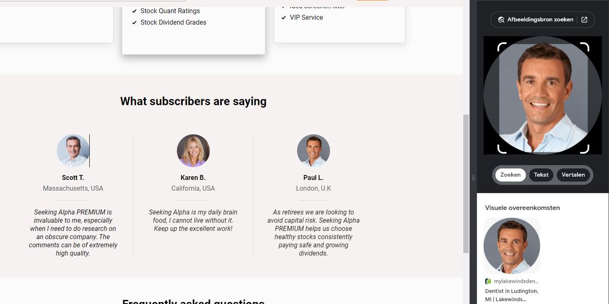 Oh come on <a href="/SeekingAlpha/">Seeking Alpha</a>! Among the millions of subscribers you could find noone to give a real and honest testimonial of your product? It is also a lazy attempt that is easily debunked too...