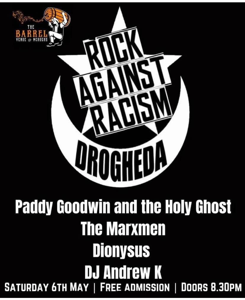 Are you ready to rock? This Saturday, May 6th @ McHughs_venue #Drogheda #Drogheda4All #Louth4All #RockAgainstRacism