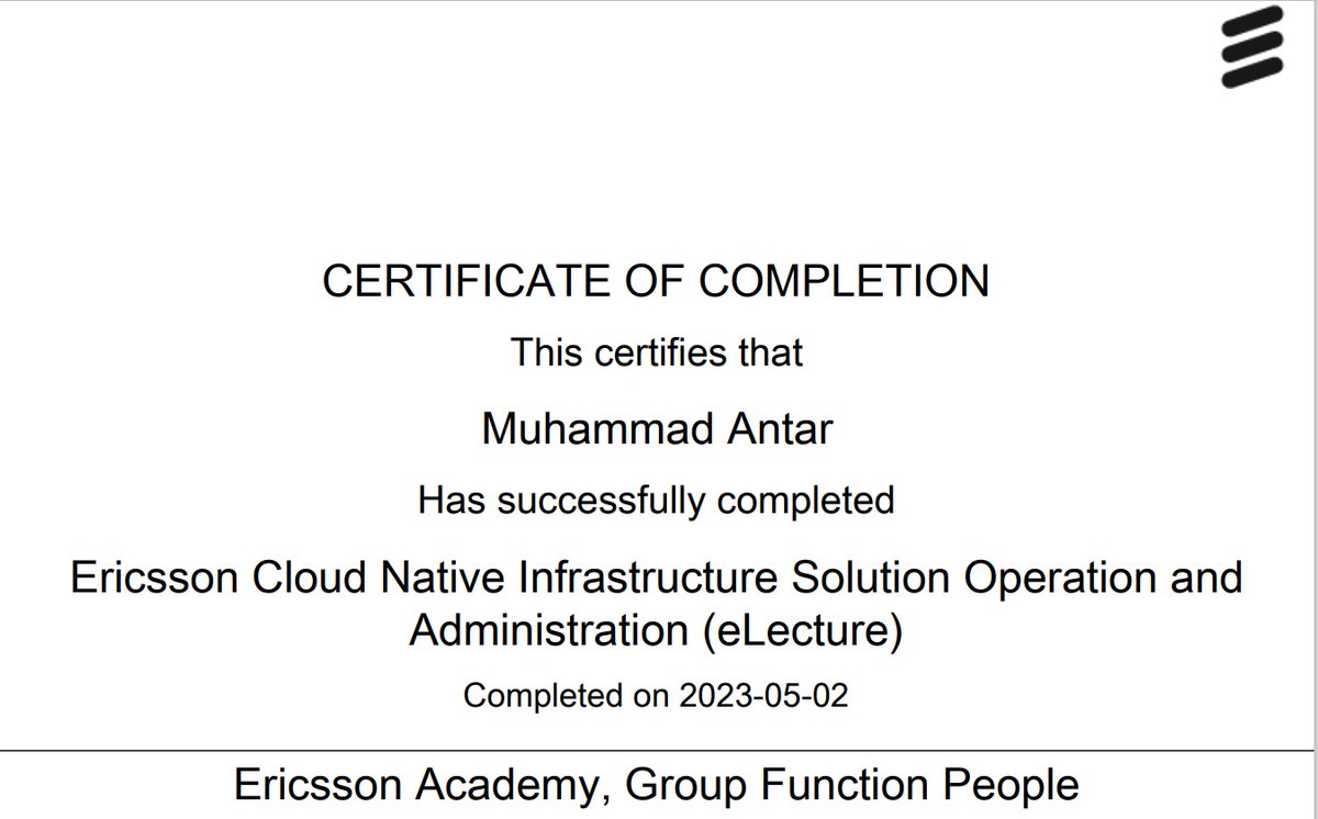 Bashcloud1's tweet image. Happy to share that i have got  &quot; Cloud Native Infrastructure Solution Operation and Administration&quot; 🏅

#Cloud #Cloud_Native #infrastructure #TelcoCloud #NFVI #CNF