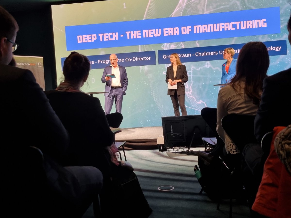 #Deeptech at <a href="/Produktion2030/">Produktion2030</a>. <a href="/Stahre/">Johan Stahre</a> and Greta Braun are giving insights to the new era of #manufacturing