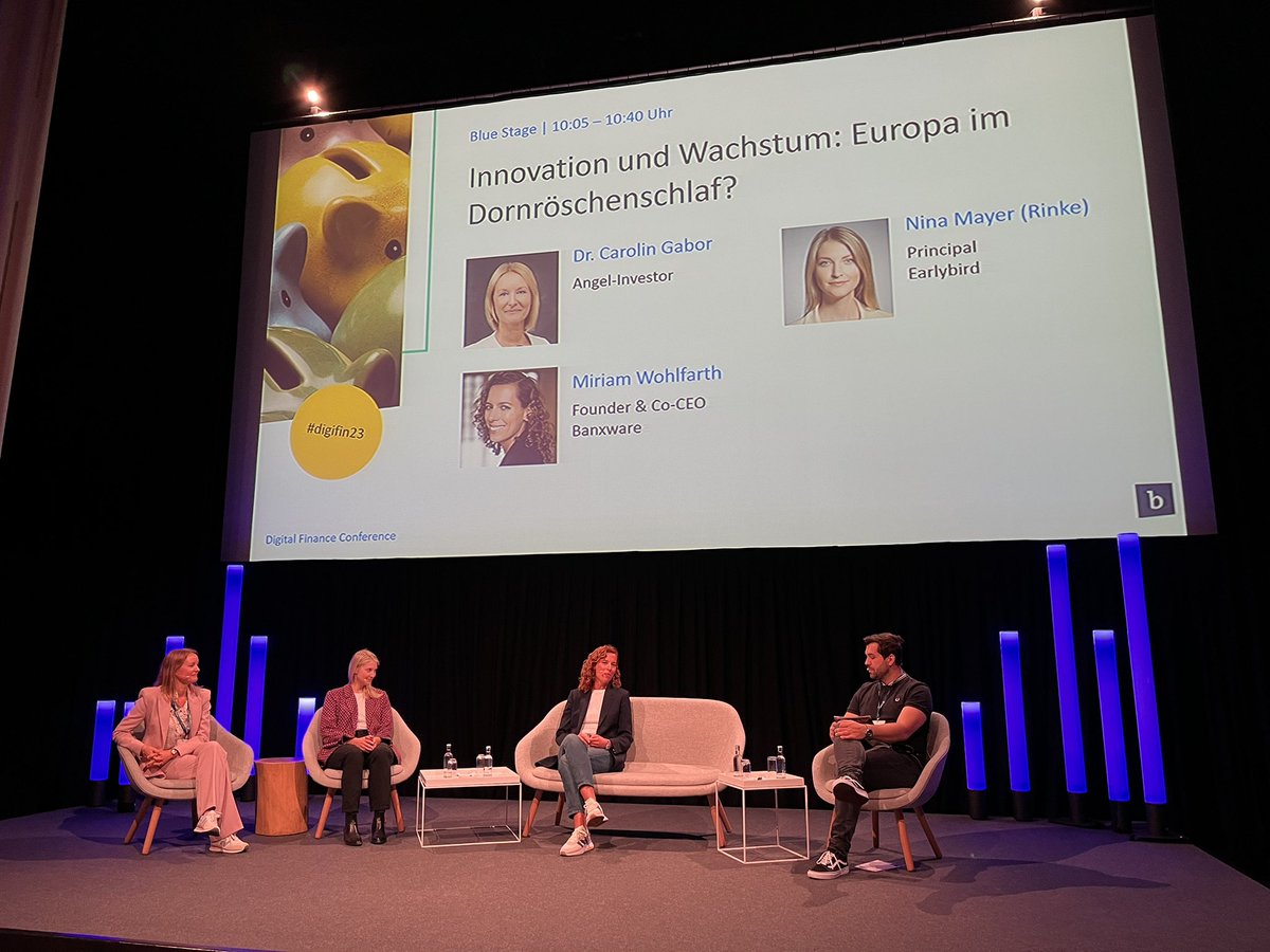 Verantwortung, Kooperation &amp; Wachstum – alle drei Felder leben von #Innovation. Besonders jetzt, da Europa sich einer zunehmenden globalen Konkurrenz stellen muss. Mehr dazu live im Panel mit Dr. Carolin Gabor, Nina Mayer (<a href="/EarlybirdVC/">Earlybird VC</a>) &amp; Miriam Wohlfarth (<a href="/banxware/">banxware</a>). #digifin23