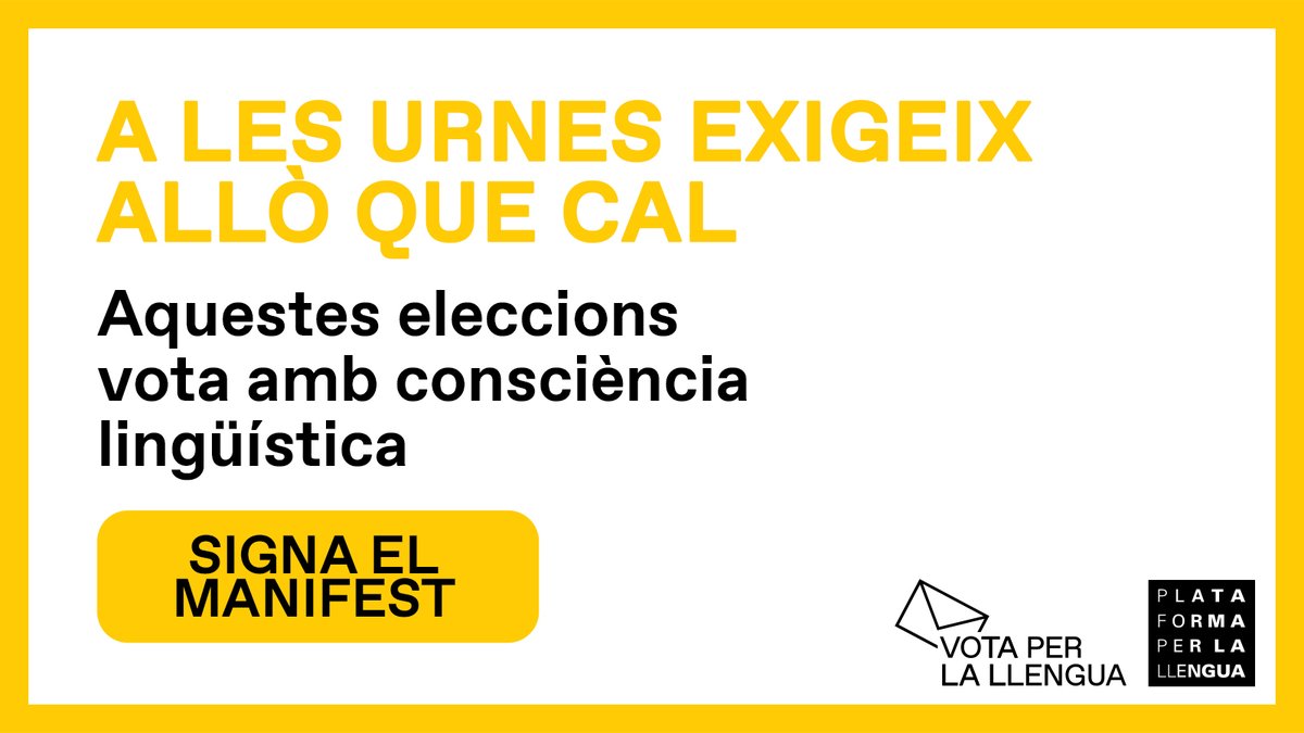 📢 #ELECCIONS | A les municipals, als consells insulars o a les autonòmiques, cal que votem amb consciència lingüística i reclamem compromisos amb la llengua als partits!

🗳 És per això que arranquem la campanya #VotaPerLaLlengua! Fil 👇