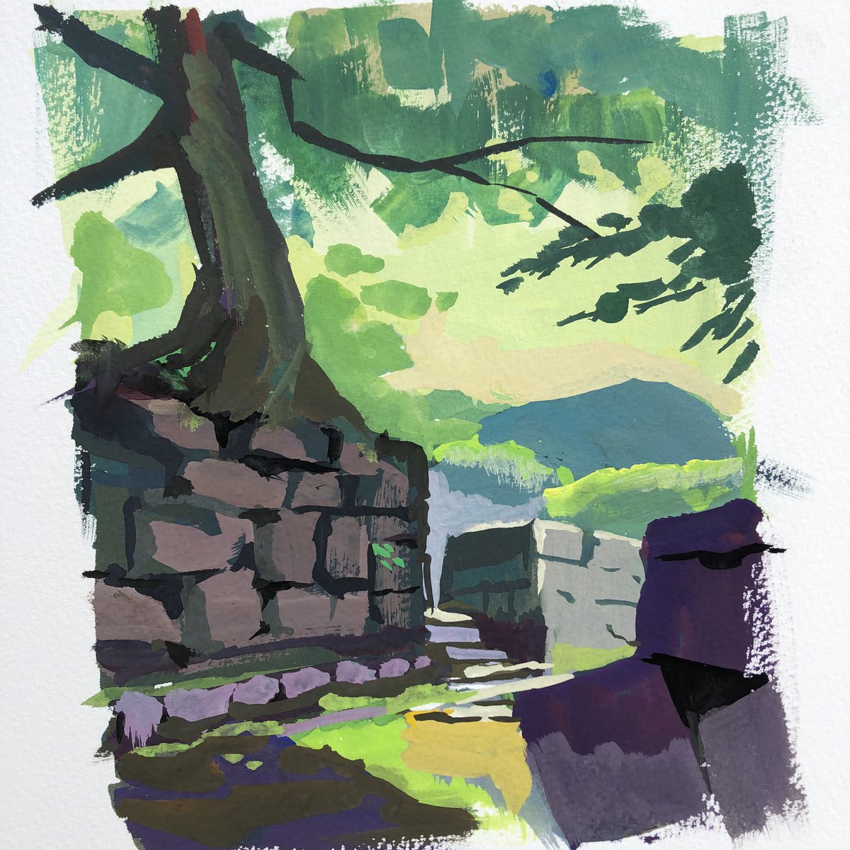 絵の具楽しいー！けど難しいー！
家に帰ったらオイルペインティングでの戸外制作に挑戦したい https://t.co/wzoQhO8AJl