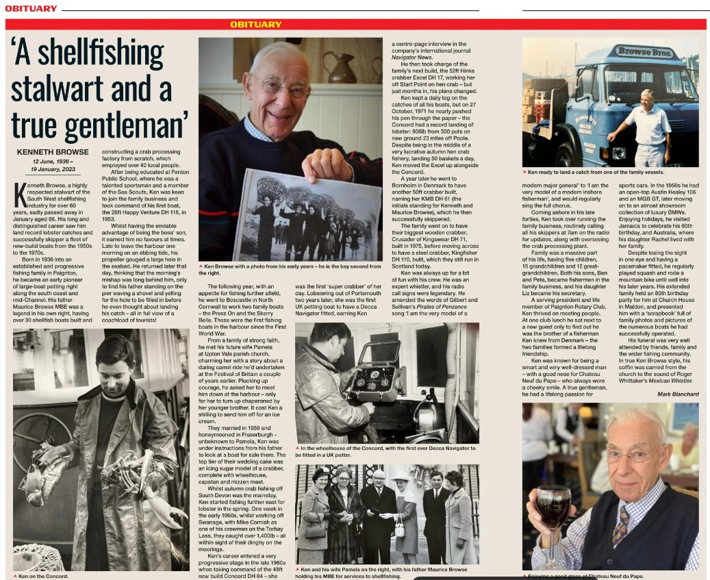 A lovely write up on the life and legacy of Ken Browse is featured in this weeks <a href="/YourFishingNews/">Fishing News</a>  As you will know, Ken was a valued member of our community and will be long missed by many of us.