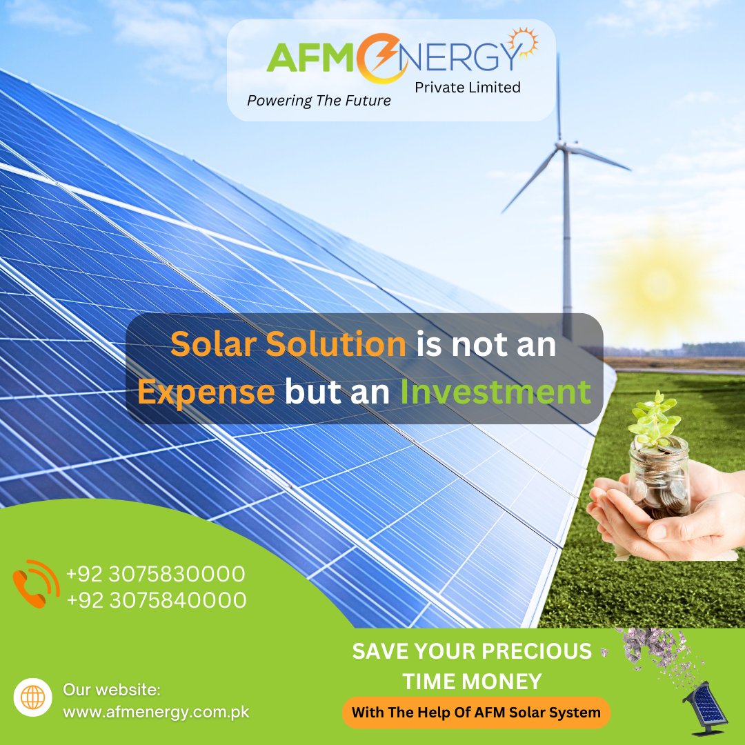 Solar Solution is not an Expense but an investment..📷
Go Solar with AFM Energy now!
📷 03075840000
📷 03075830000
📷Or Email At: info@afmenergy.com.pk
#afmenergy #Saveenergy #Saveplanet #Solarpanels #Renewablesolution #brightfuture #sustainableenergy #energysolution #savemoney