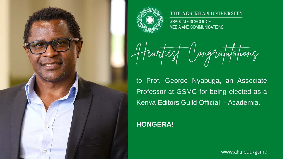 AKU_GSMC's tweet photo. On this #WPFD2023 we celebrate our Associate Professor @gnyabuga, and our Masters in Digital Journalism student Francis Mureithi, for being elected as @KenyaEditors officials. #MADJ https://t.co/L2T6Q7IYOx