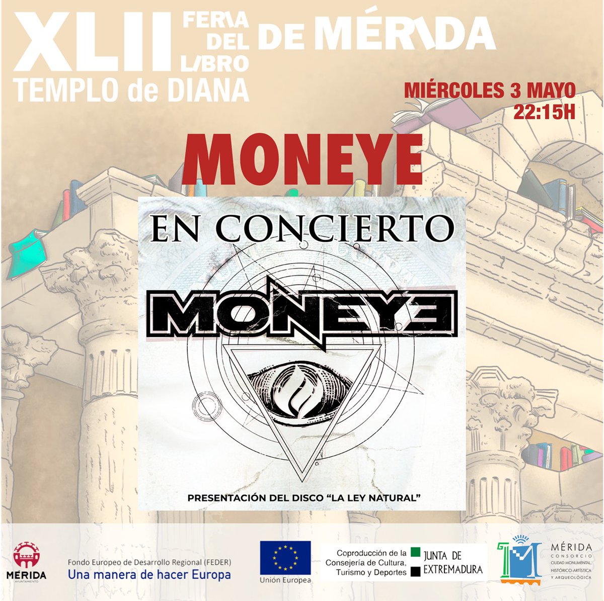 ayto_merida's tweet photo. 📖 Hoy miércoles 3 de mayo, primer día de la #FeriaLibroMérida2023, estarán con nosotros #InmaChacón y #CarmenMola, entre otros autores, desde las 19:00 horas. El concierto de #MonEye cerrará las actividades a las 22:15 horas.
Programa completo👉 https://t.co/8KefVuQQPm https://t.co/0EG9aajuoi