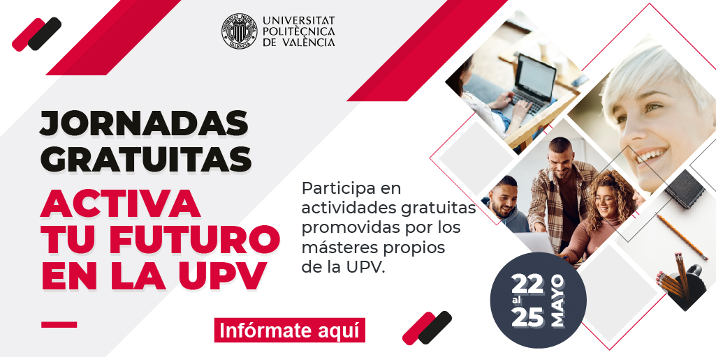 ¿Quieres impulsar tu carrera profesional? No te pierdas las jornadas gratuitas "Activa Tu Futuro" de la <a href="/UPV/">Universitat Politècnica de València</a>  del 22 al 25 de mayo.  ¡Inscríbete ahora y convierte tus sueños en realidad! #ActivaTuFuturo #formación +info: bit.ly/3VygBfS