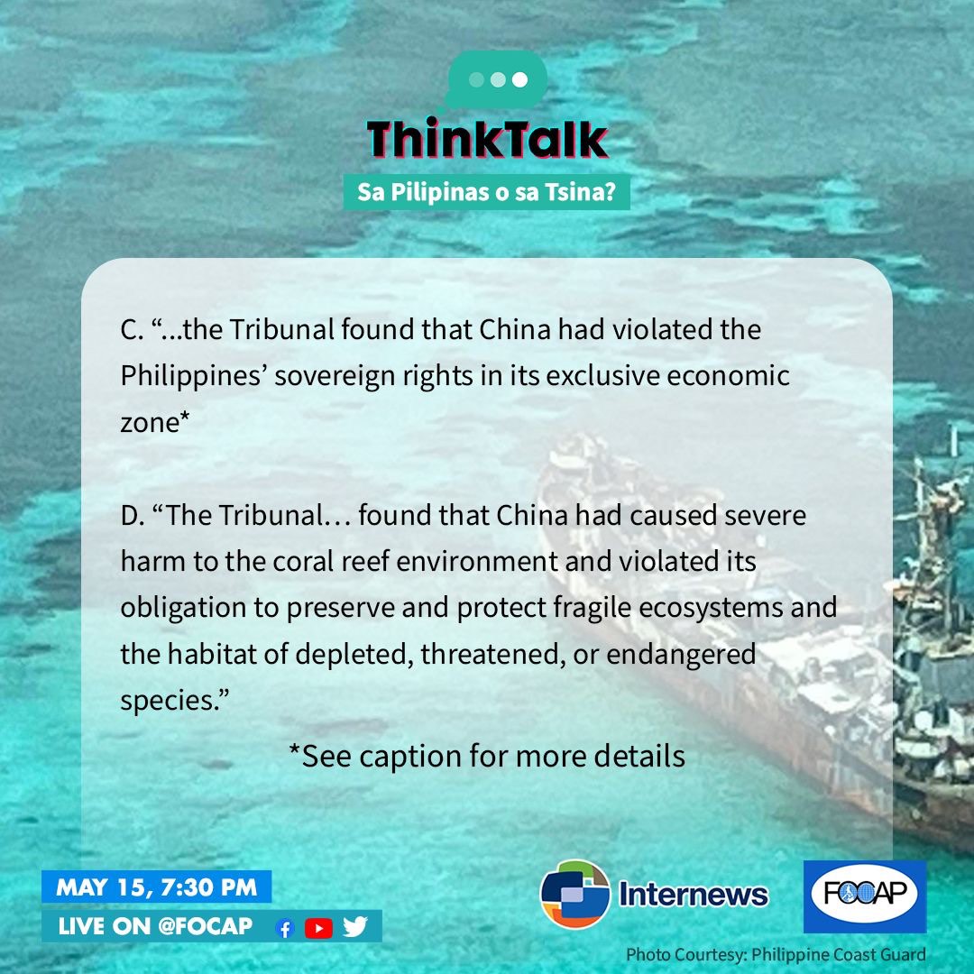 focapmedia's tweet photo. Abangan ang ating pagtalakay sa usapin ng West Philippine Sea sa #ThinkTalk Episode 4: Sa Pilipinas o sa Tsina? ngayong May 15, 7:30 PM sa FOCAP Facebook page, YouTube channel at Twitter account! #LetTruthBeTold https://t.co/oUWWJ8aqlJ