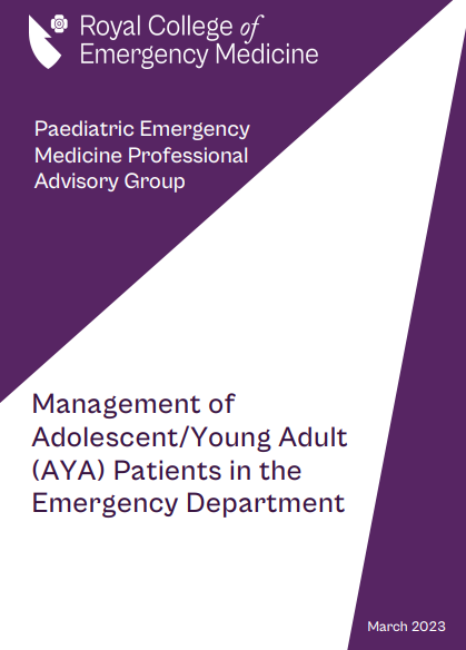 🚨The College's Paediatric Emergency Medicine Professional Advisory Group has published new guidance: 'Management of Adolescent young adult patients in Emergency Departments' Read it here: bit.ly/3LrTGOG