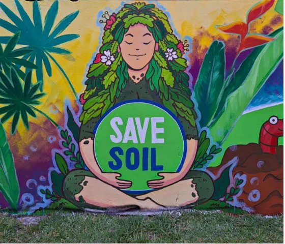 In an effort to raise public awareness of the importance of soil health, a #SaveSoil mural was unveiled in the National Park of Guyana. This beautiful artwork was created by talented local artists Sadia Vasquez, Bevan Allicock, and Eldon Allicock.

savesoil.org