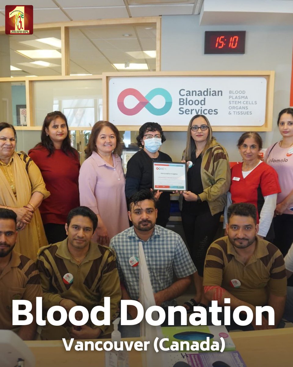 DSSNewsUpdates's tweet photo. Appreciable efforts of #DeraSachaSauda volunteers in Vancouver, Canada for their unwavering dedication to blood donation! 🩸🇨🇦 Their selfless acts save countless lives. Embrace this noble cause and help strengthen the global community.
#BloodDonation #DonateBlood #SaveLife #Humanity