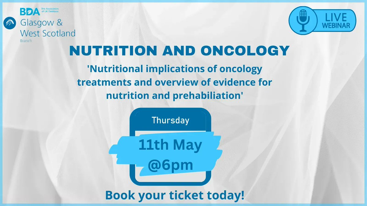 One week to go to our Nutrition and Oncology event with four fabulous speakers...11th May 6pm. Watch live or catch up with recording by registering via GoToWebinar: buff.ly/3ngraax #oncologynutrition #cancercare