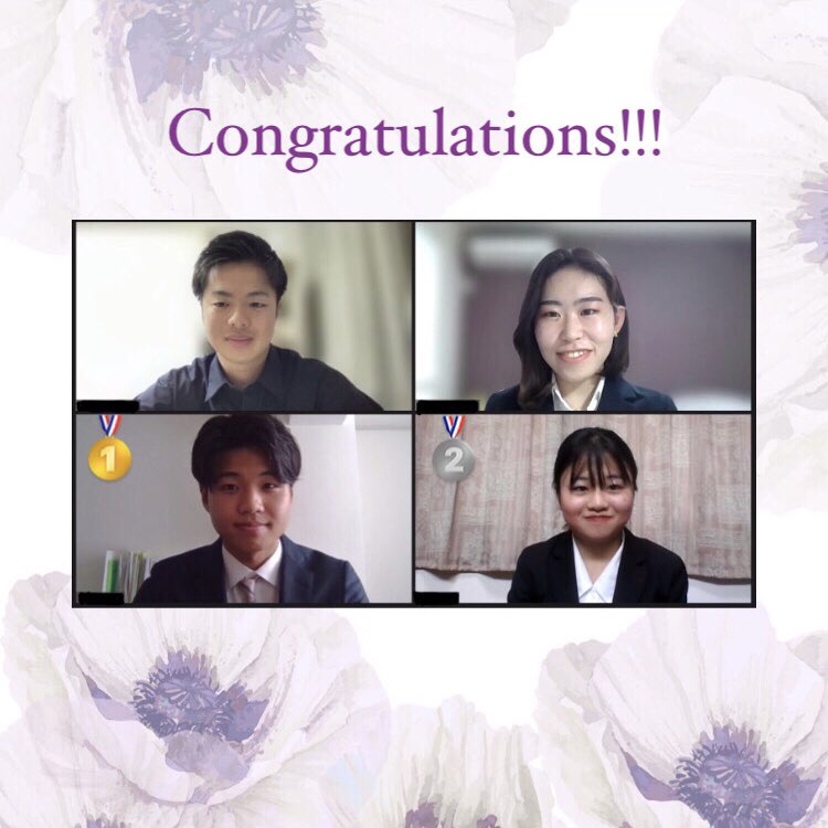 KESSA_speech's tweet photo. 【大会報告】

4月30日に、ZOOMで春KESSA杯を開催いたしました！

結果は以下の通りです。
🥇川崎弘貴様(神戸大学)
🥈吉田早希様(関西学院大学)

本大会にお越しいただいた皆様に心よりお礼申し上げます。

今後ともKESSAをよろしくお願いいたします！ https://t.co/KufnQiLAsy