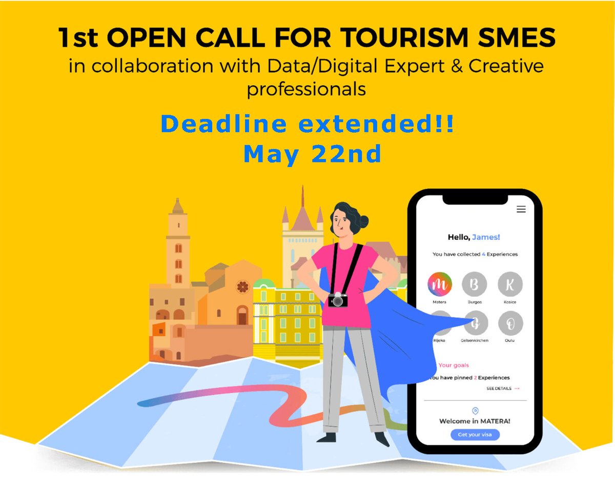 CulTour_capital's tweet photo. 🔥#CulTourData, IT IS NOW OFFICIAL!🔥
The open call for #TourismSMEs extended to May 22!! Due to increased interest submission deadline 
 is extended, so you can plan your innovative project with creatives and data experts, and get funded!💶💶
https://t.co/e20Nx8ODfJ https://t.co/0QbXxtYqnO