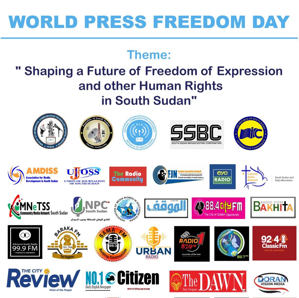 ujossofficial's tweet photo. This year's theme is "Shaping a future of freedom of expression &amp; other #Humanrights in #SouthSudan"

We're joining a multi-sectoral commemoration to emphasise the need to protect freedom of expression and journalistic freedoms.

#WPFD2023 

📸@DanielGarang9 https://t.co/dsmO87Qejc
