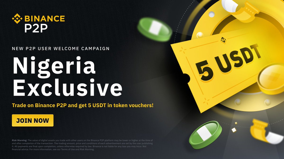 🇳🇬 Binance P2P New User Exclusive! Trade on Binance P2P to Get a 5 USDT  Token Voucher! Join the Promotion 👉 https://t.co/5sXlP8i82d
