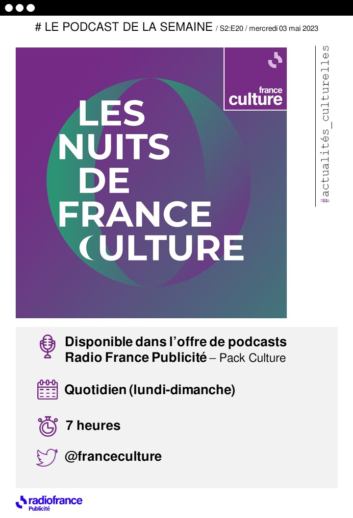 🎙️Le podcast de la semaine 
Les Nuits de #FranceCulture

Toutes les nuits de toute l'année à partir de minuit, retrouvez le choix des meilleures archives de <a href="/franceculture/">France Culture</a> qui composent une mémoire radiophonique.
Un des podcasts les plus écoutés de France mediametrie.fr/fr/la-mesure-d…