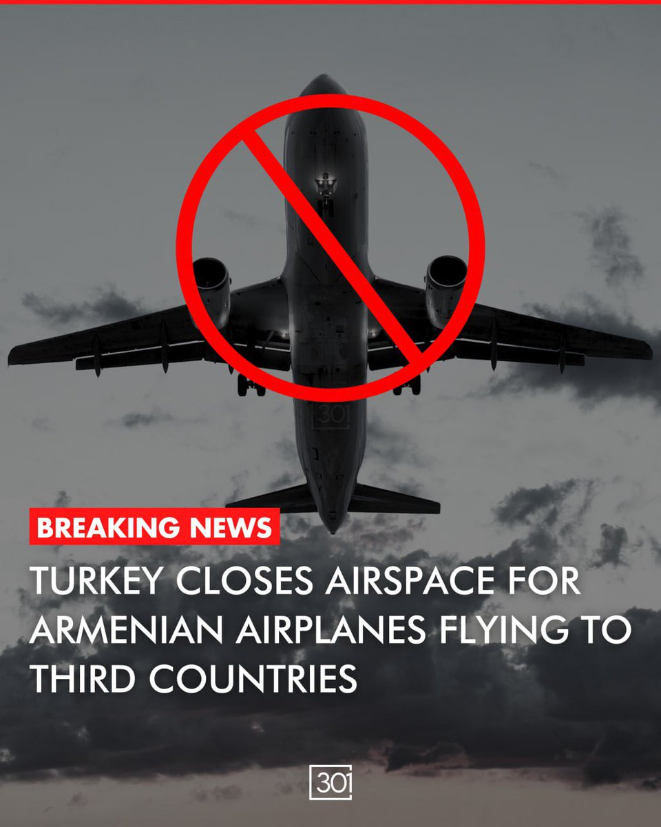 301arm's tweet image. Today, on May 3rd, Turkish Foreign Minister Mevlut Cavusoglu made a statement on the NTV channel, noting that Turkey has closed its airspace to airplanes belonging to Armenian airlines flying to third countries. 

Cavusoglu stated that they will permit airplanes to enter Turkey…