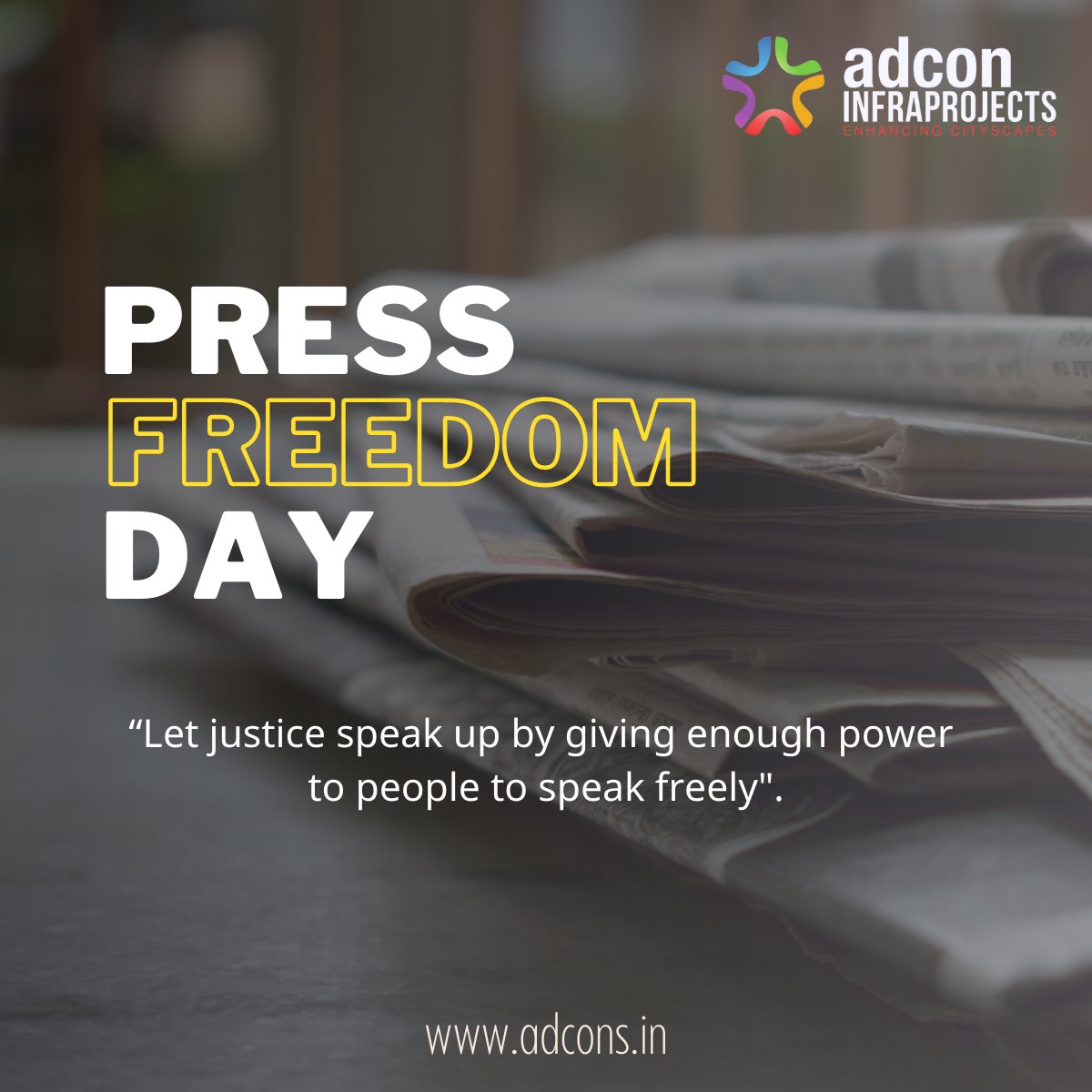 Adcon_infra's tweet photo. "The freedom of the human mind is recognized in the right to free speech and free press." #pressfreedomday 

#adconmeridian #adconfamily #teamadcon #redevelopment #brandadcon #enhancingcitiscapes #realestatestyle #luxurylisting https://t.co/tg3EQLCIIJ
