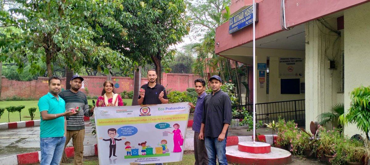 DcClz's tweet photo. Wall Slogon “ पेड़ रहेगा, तो इन्सान रहेगा ” in different Languages, Writing done by Hostel Students at #DSKothari Hostel, @UnivofDelhi in association with @EcoPrabandhan under guidance of @DcClz @MCD_Delhi @SBM_MCD for Mass Motivation of United Efforts towards Sahbhagita https://t.co/Z1sJV49r9N