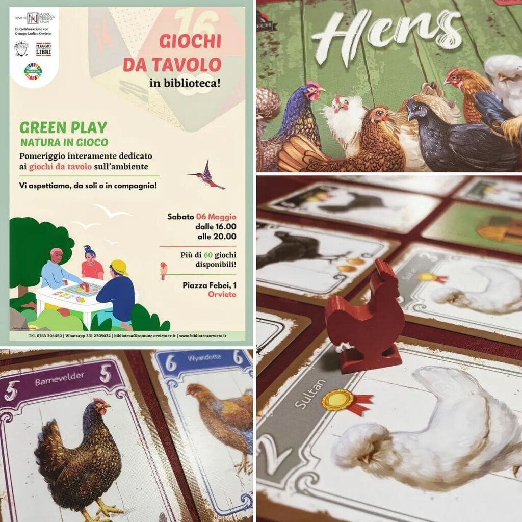 ppc82's tweet photo. Sabato 6 maggio, Nuova Biblioteca Pubblica "L. Fumi" di #Orvieto

Un altro gioco da provare assolutamente sarà #Hens di #GiampaoloRazzino , un #CardGame astratto sull'allevamento di galline!
Il tema bizzarro non deve trarre in inganno: poche e semplici r… https://t.co/8RAfHDpatQ https://t.co/4iHfmG1ifa