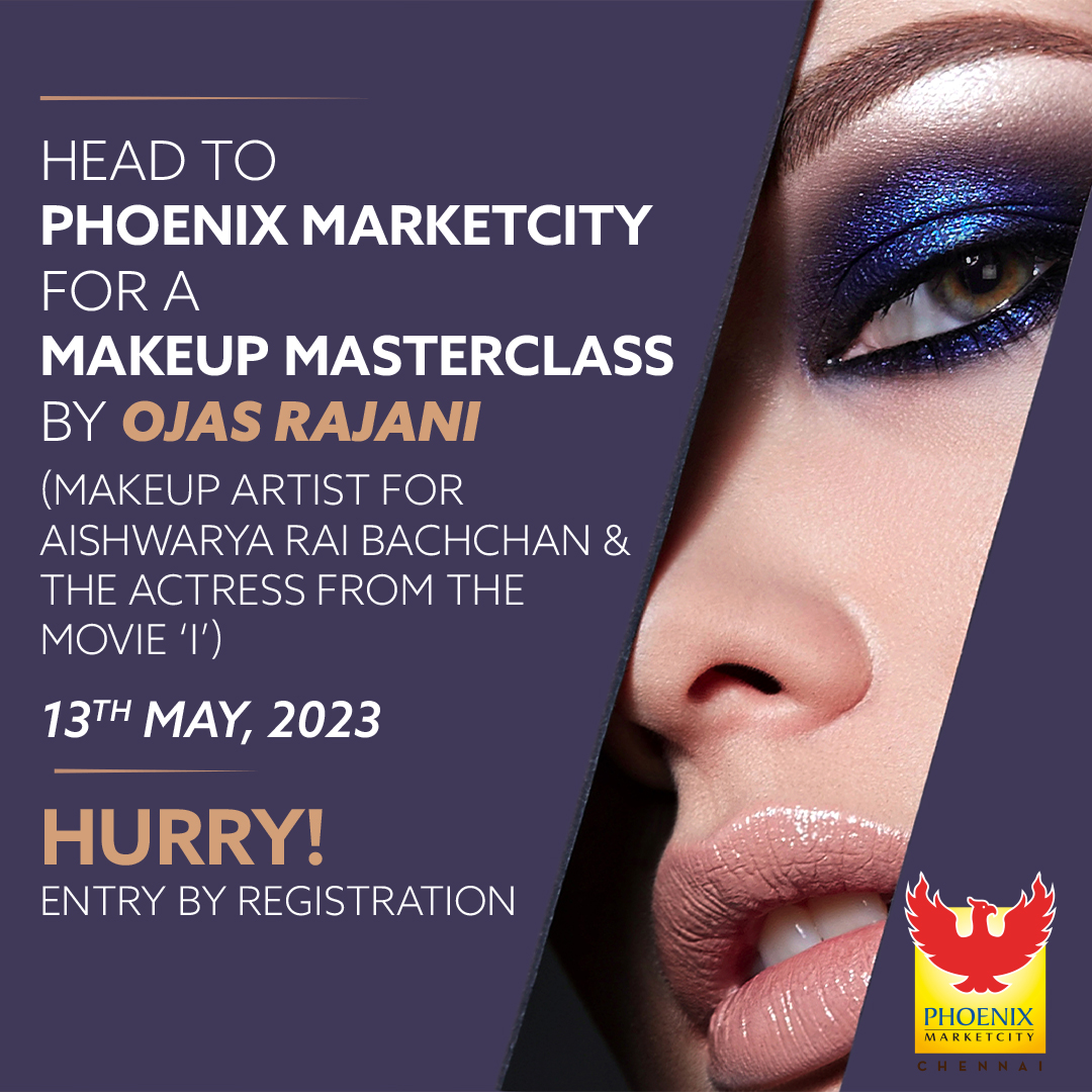 pmcchennai's tweet image. One of the best Make-up artists in the country is coming to Phoenix Marketcity Chennai for a Master Class! Make up Masterclass by Ojas Rajani, Only on the 13th of May.

Register now: shorturl.at/tvKLO

#ojasrajani #makeupmasterclass #cosmetics #beauty #products #masterclass