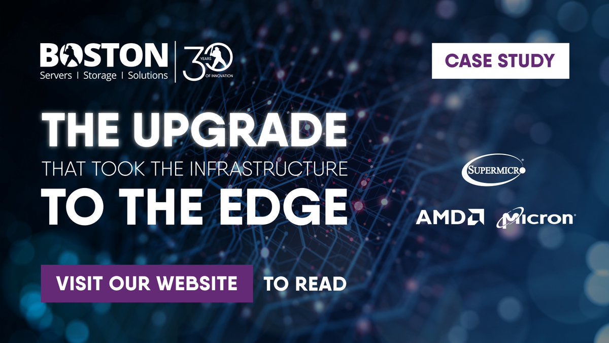 bostonlimited's tweet image. TRANSFORMATIVE #telecoms case study available now on our website &amp;gt; eu1.hubs.ly/H03FZBv0

· Improved PUE
· Reduced infrastructure costs
· Improved compute density

#WeAreHPC #EdgeCompute #5gNetworks #TechnologyInnovation #DataCentre 

cc: @Supermicro_SMCI, @AMD, @MicronTech