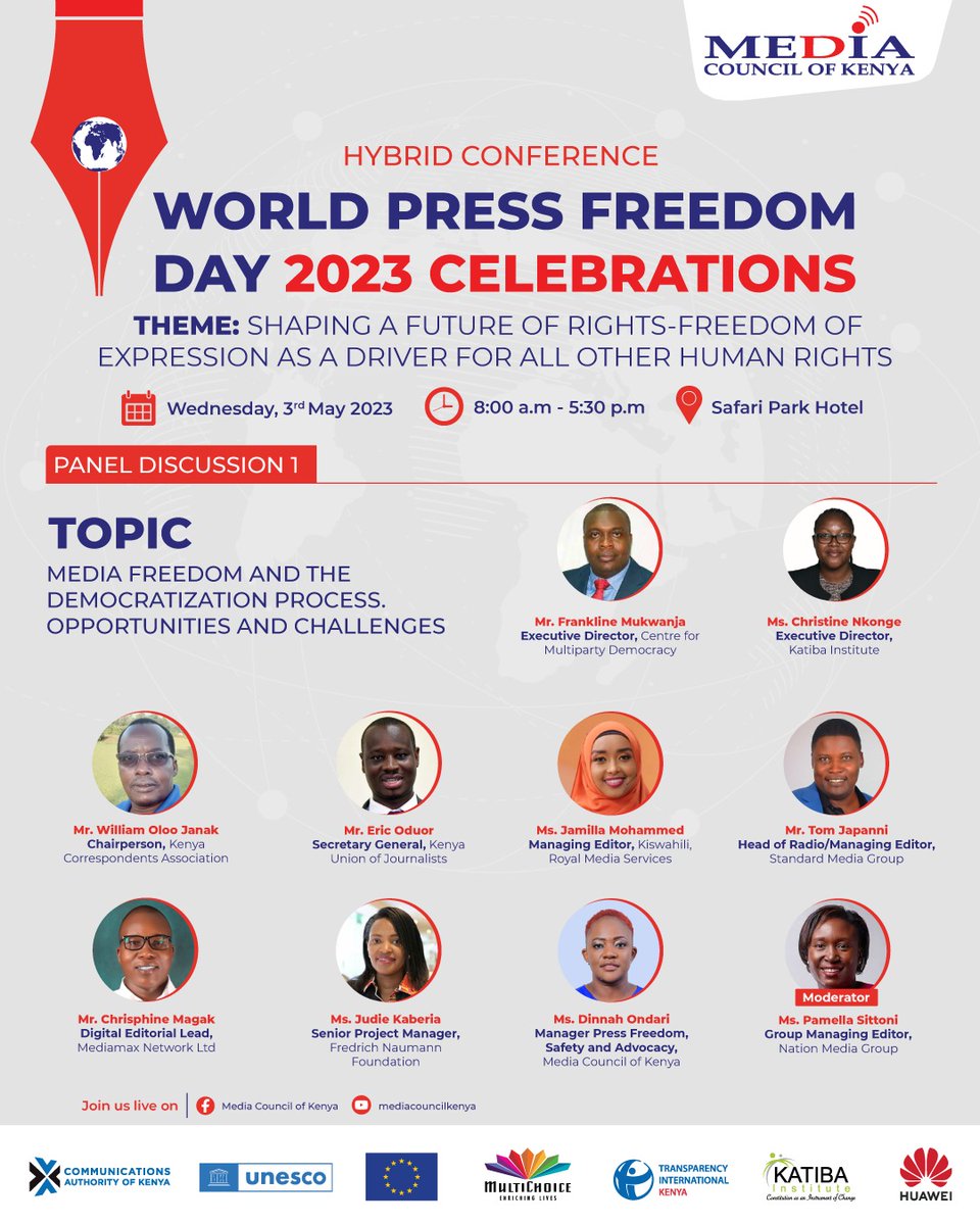 MediaCouncilK's tweet photo. Happening now: Join our high level panelists as they delve into the topic  media freedom and the democratisation process, opportunities and challenges. #WPFD23 https://t.co/gQ6bz1WOXn