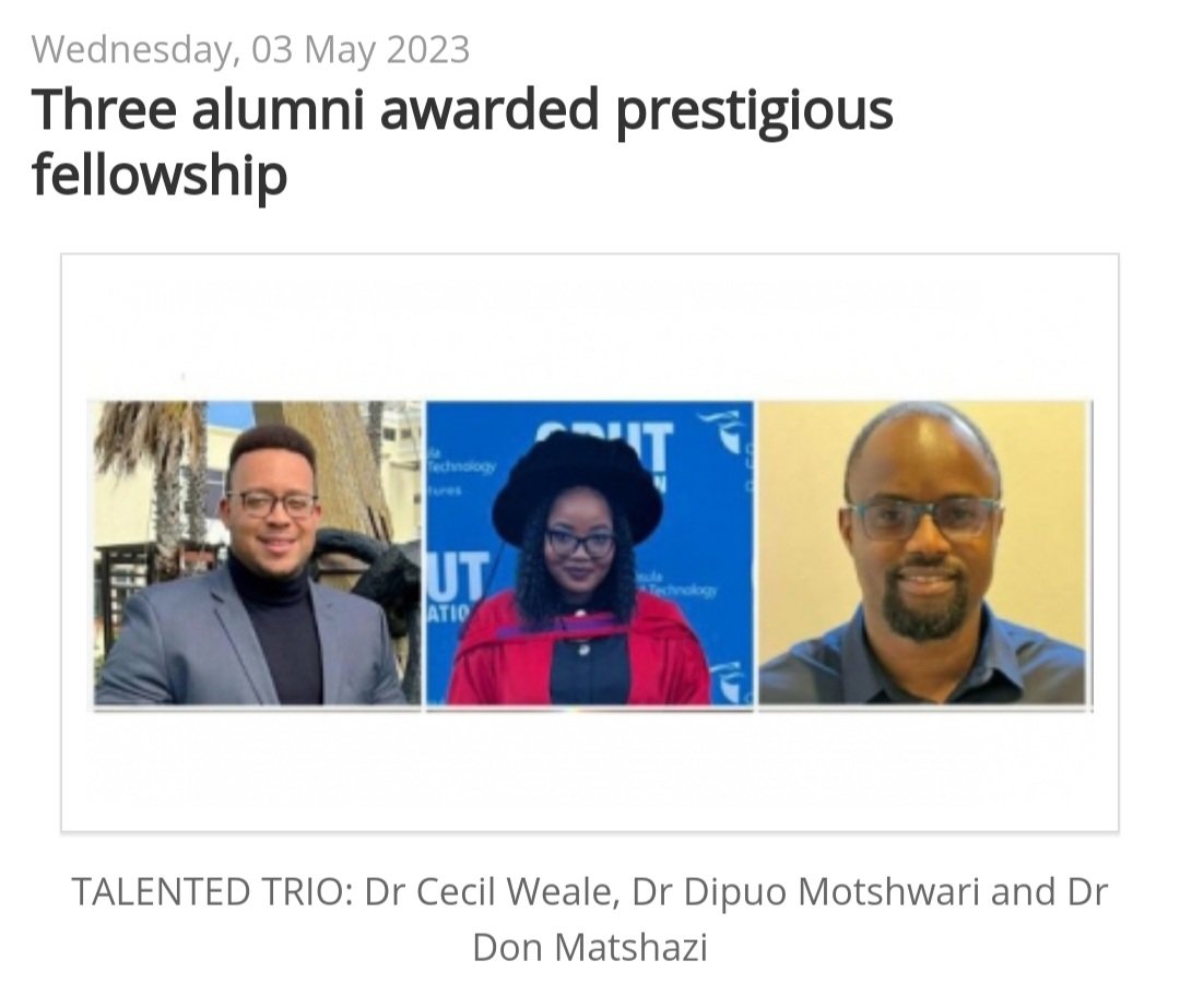 CMHRU_ZA's tweet photo. Two postdoctoral fellows at the SAMRC/CPUT Cardiometabolic Health Research Unit and a recent PhD graduate have been awarded the SAMRC Extramural Postdoctoral Programme fellowship. They are Dr Weale, Dr Matshazi and Dr Motshwari. Click the link   #postdoctoralfellowship https://t.co/YtMf26neVD