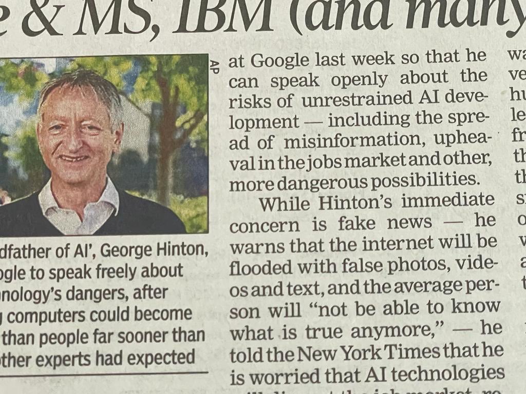 ReddyRavi553's tweet photo. The world is drowning in misinformation, and it's only going to get worse. #GeoffreyHinton's warning about the dangers ahead is a wake-up call for everyone. As an #AI company fighting against misinformation, we're committed to helping people separate fact from fiction.#logically https://t.co/LsZ2i5n37k