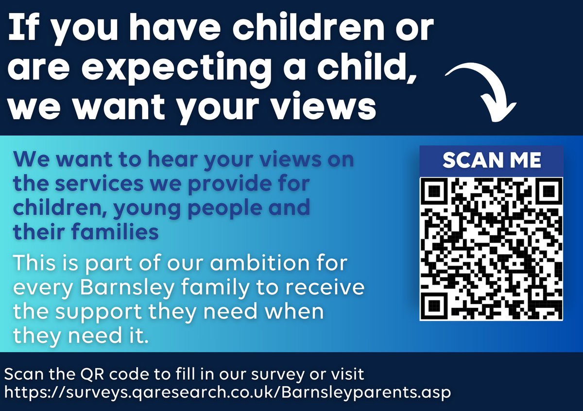 If you have children or are expecting a child, we want your views, please scan the QR code on the poster below to get started!