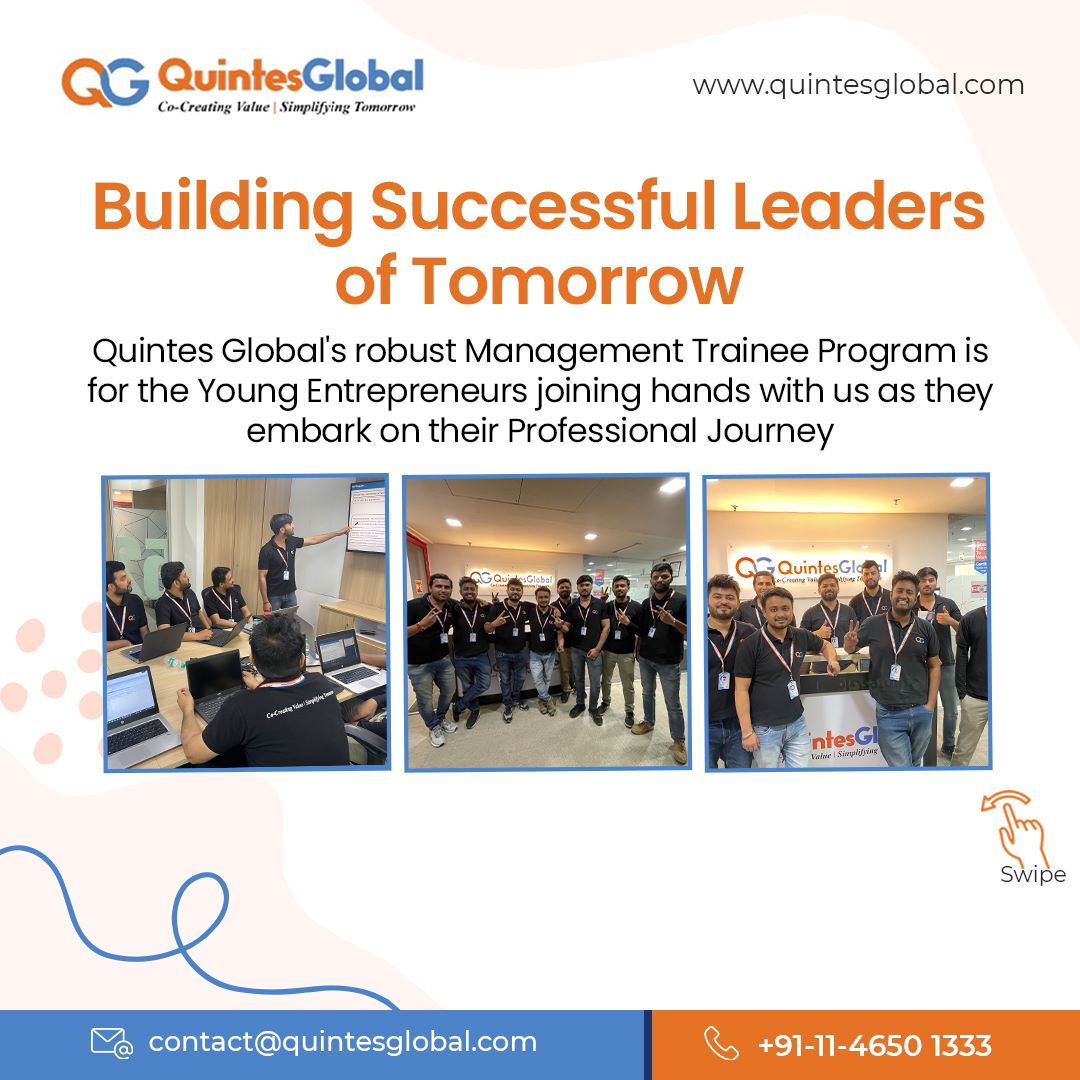 quintesglobal's tweet photo. Leading by Example, Quintes Global’s #ManagementTrainee Program for the ‘Budding Leaders of Tomorrow’, the #MTprogram has been designed to enable #CareerDiscovery and cultivate fresh talent, by helping them align with career goals through extensive coaching and mentoring. https://t.co/EJs8OgfipL