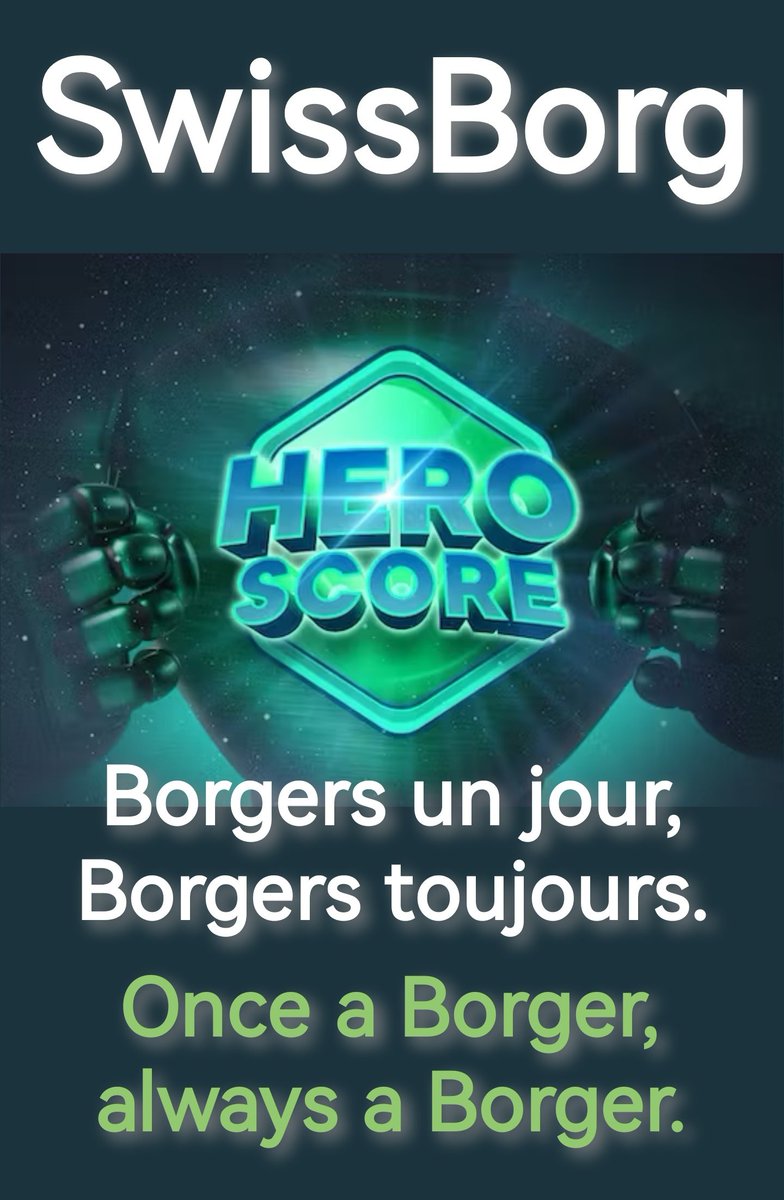 UniverseBorg's tweet image. 👍💚 Fantastic 💚💚💚
Welcome to the #GenerationPremium Team
✅ This gives extra points in the #HeroScore. 💚💪💚
#weareswissborg
#NousSommesSwissBorg
#CHSB $CHSB #swissborg
#SmartEngine #SmartSend
#TheFutureIsBright with @swissborg 💚💚💚
#SwissBorgEarn
#Thematics