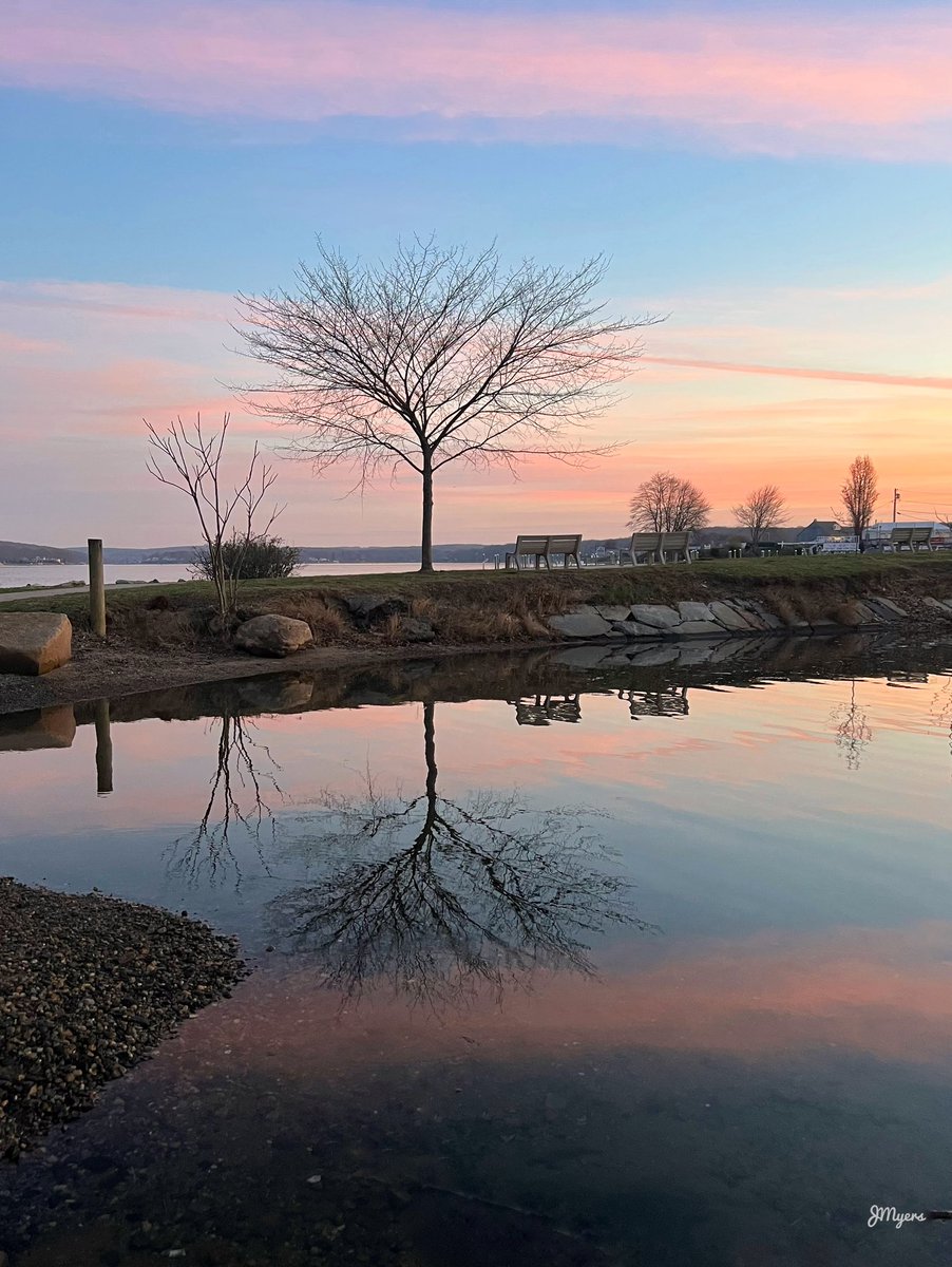 An early spring morning walking Niantic Bay, Connecticut.