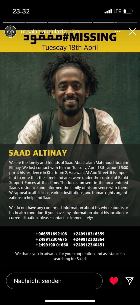 3y ago we met the wonderful photographer Saad Altinay (<a href="/OceanShatzi/">Saad Eltinay</a>) in #Sudan working together on a story for the german <a href="/flutermag/">fluter</a>.

3weeks ago he went missing, after the #RapidSupportForces entered his house. please, please, please let Saad be healthy and safe and back soon💔