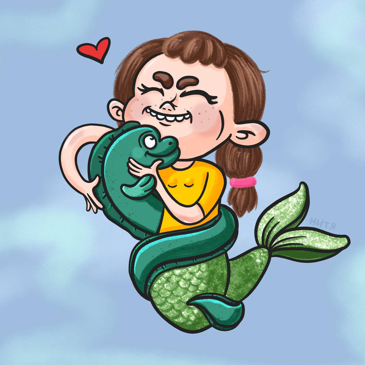 Animatka's tweet photo. What do you think this eel is to her?) Is it her friend, relative, pet...?

DAY_3 #Twisted
 
#mermay2023
#DrawMerMay2023

#mermay #mermaid #mermaids #illustration #draweveryday https://t.co/1tzbnofFDs