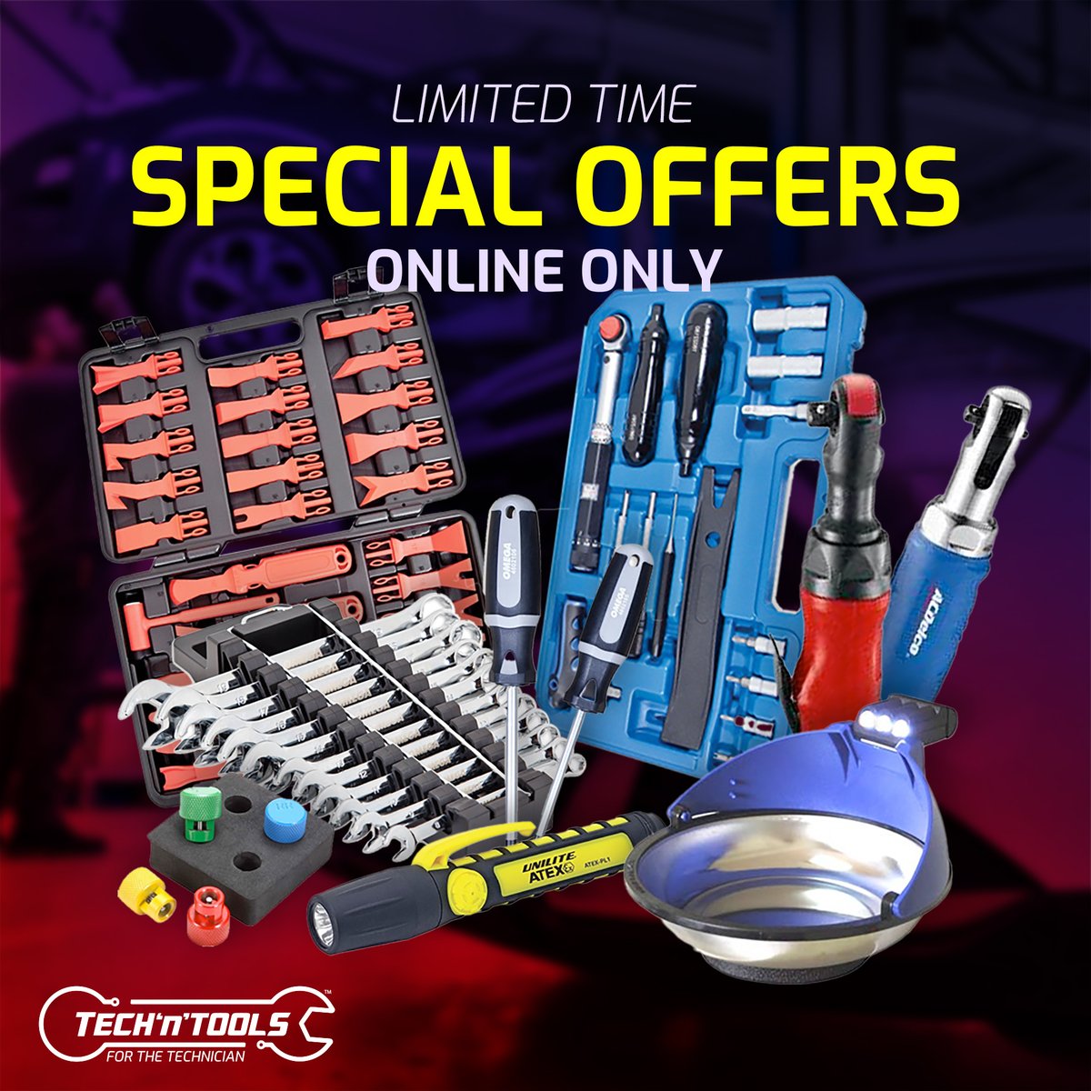 Shop the latest Limited Time Offers only online. Bag a bargain while you can.

techntools.ie/special-offers

#forthetechnician #tnt #specialoffer #specialisttools #mechanic #garageequipment