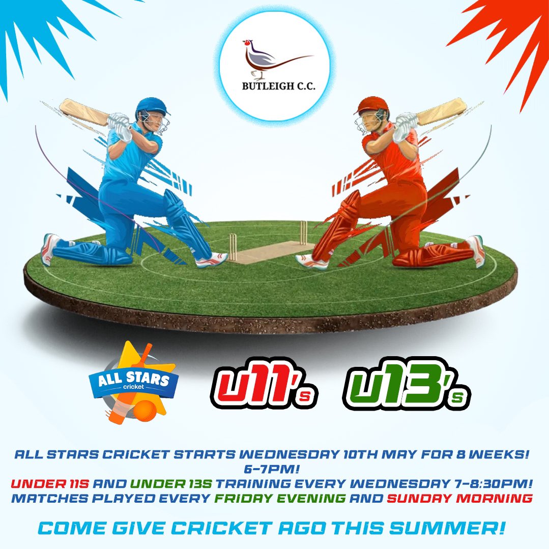 Junior cricket at Butleigh Cricket Club this summer! 😍