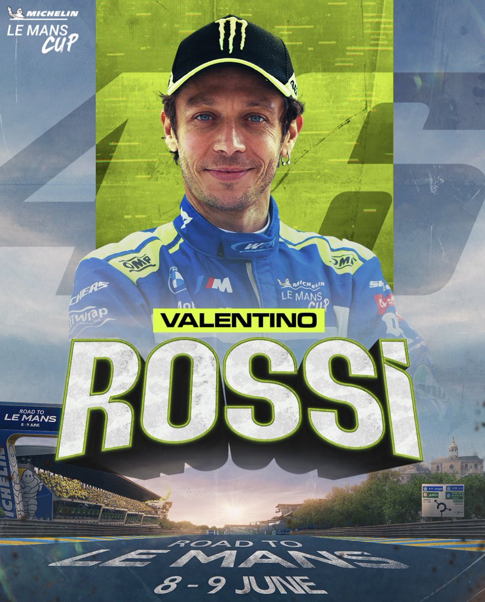 fredveille's tweet photo. 24 Heures du Mans : Valentino Rossi, 9 fois champion du Monde de Moto, sera au départ de la course Road to Le Mans au volant d’une BMW M4 GT3 en préambule aux @24hoursoflemans @RTLFrance #24hdumans #Centenary @ValeYellow46 https://t.co/GJTNUuHPRq