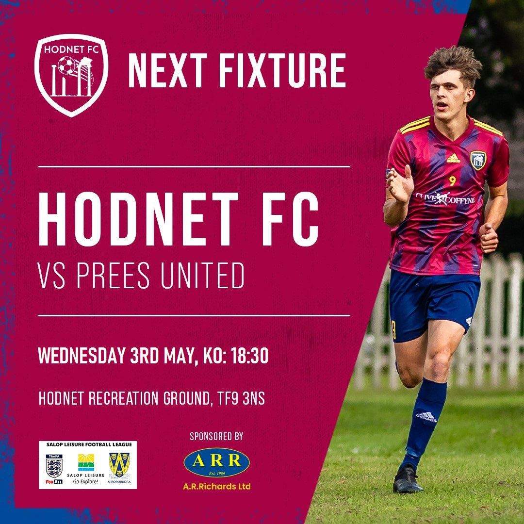 Hodnet FC (@hodnetfc) on Twitter photo Local derby tonight at Hodnet as we host <a href="/PreesFC/">newsviral</a>, let’s get a big turnout for our final home game ⚽️ Local derby tonight at Hodnet as we host <a href="/PreesFC/">newsviral</a>, let’s get a big turnout for our final home game ⚽️