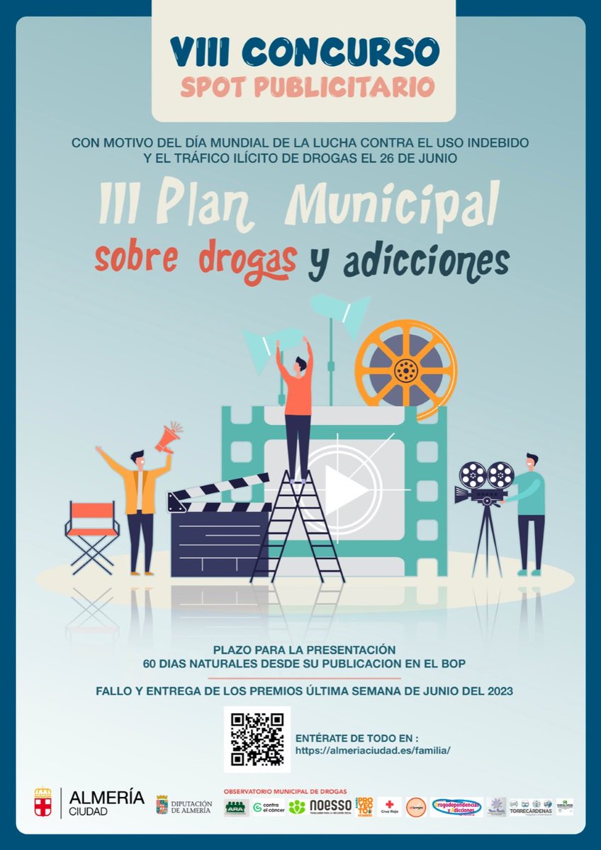 UAL Estudiantes (@ualestudiantes) on Twitter photo Estudiante, ¡claqueta 8! 🎬
🗓️ Hasta el próximo 27 de mayo puedes participar en el VIII Concurso Spot Publicitario «Prevención de Drogodependencias» 🎥 de <a href="/aytoalm/">Ayuntamiento de Almería</a>
¡Haz clic aquí! 🔗 cutt.ly/b5B4W0A Estudiante, ¡claqueta 8! 🎬
🗓️ Hasta el próximo 27 de mayo puedes participar en el VIII Concurso Spot Publicitario «Prevención de Drogodependencias» 🎥 de <a href="/aytoalm/">Ayuntamiento de Almería</a>
¡Haz clic aquí! 🔗 cutt.ly/b5B4W0A